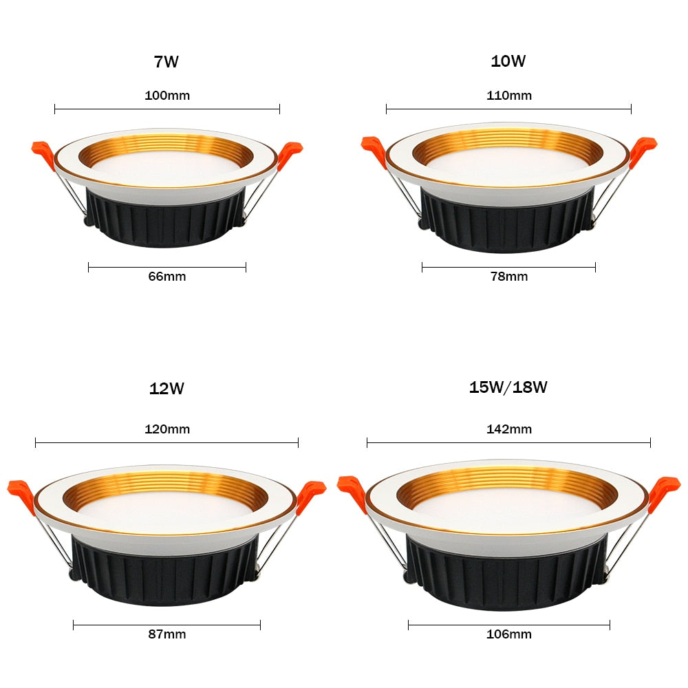 Recessed-Light Modern Down light Led Ceiling Lamp Aluminum High Brightness Living Room Light Led Fixture 7W 10W 12W Dimmable