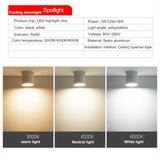 Dimmable and rotatable folding ceiling light 7W 12W 18W AC85V-285V LED surface mounted downlight astigmatism track light