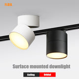 Dimmable and rotatable folding ceiling light 7W 12W 18W AC85V-285V LED surface mounted downlight astigmatism track light