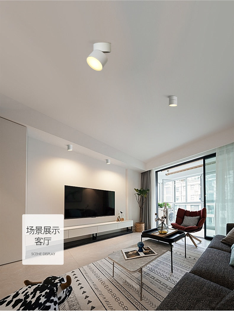 Dimmable and rotatable folding ceiling light 7W 12W 18W AC85V-285V LED surface mounted downlight astigmatism track light