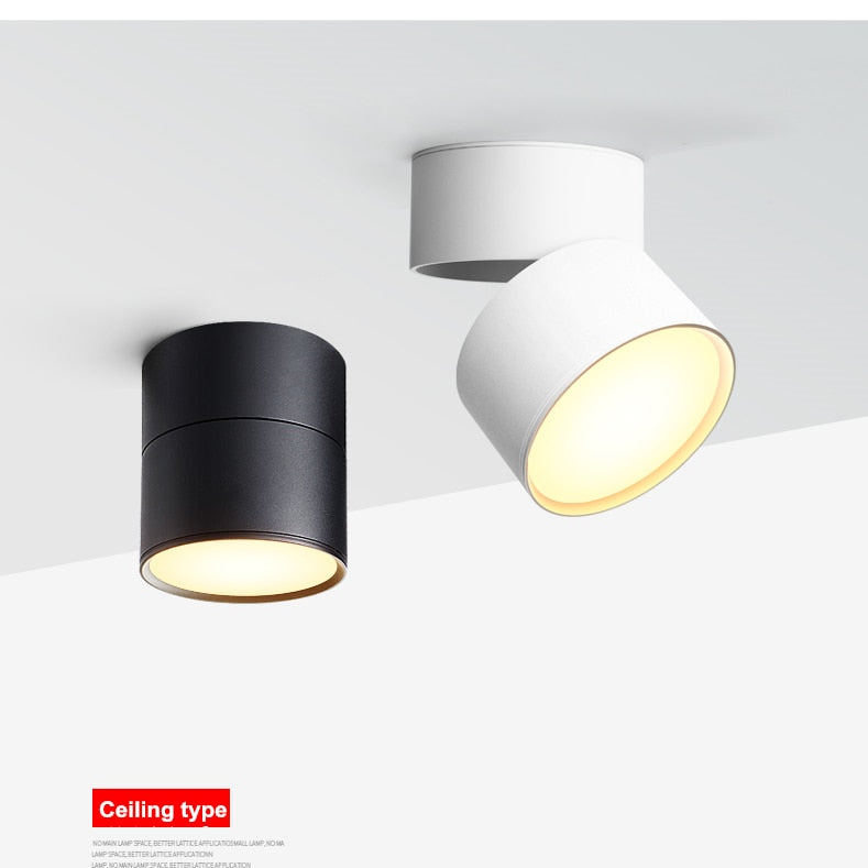 Dimmable and rotatable folding ceiling light 7W 12W 18W AC85V-285V LED surface mounted downlight astigmatism track light