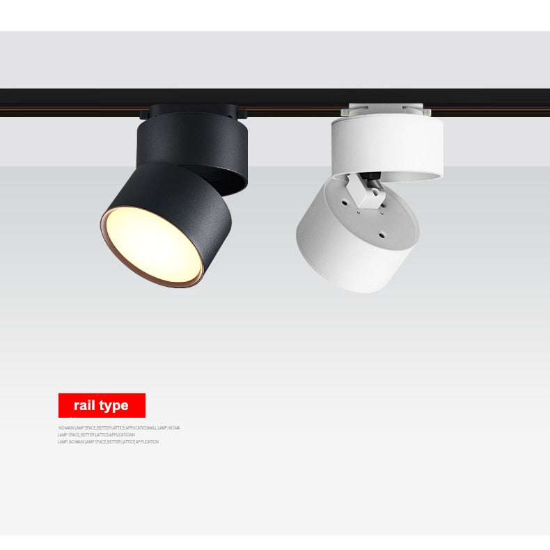 Dimmable and rotatable folding ceiling light 7W 12W 18W AC85V-285V LED surface mounted downlight astigmatism track light