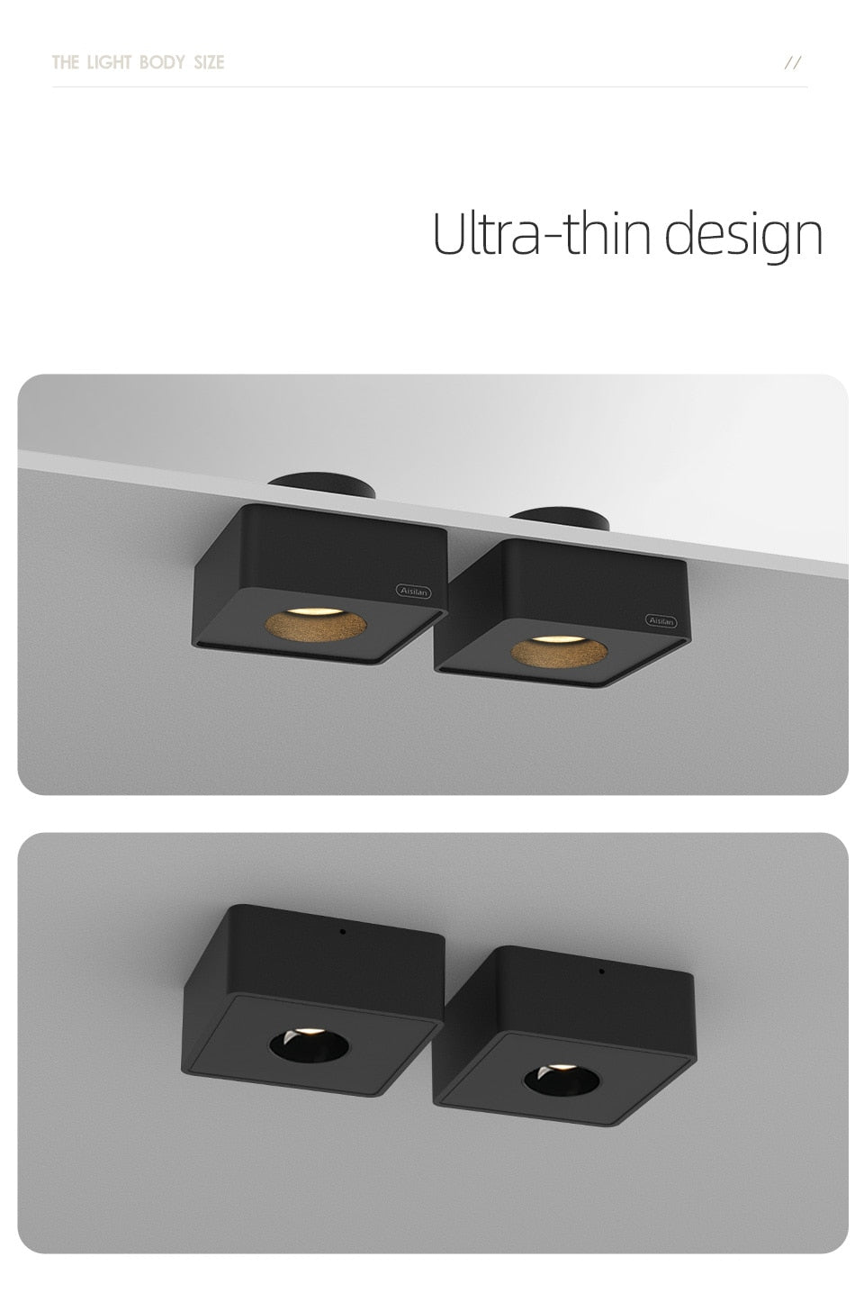 Aisilan Ultra-thin Led Surface Mounted Ceiling Downlight Anti-glare No Flicker Spot light for indoor Foyer Living Room AC90-260V