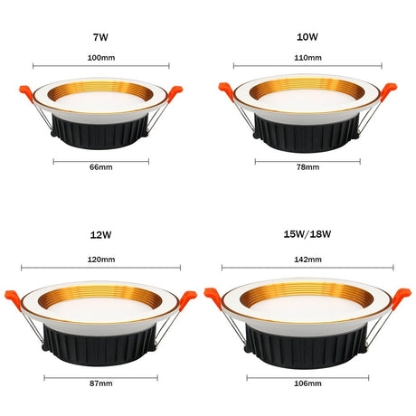  New Three Light Temperatures Anti Glare Recessed Downlight 7W 10W 12W 15W Round LED Ceiling Downlight Pic Background