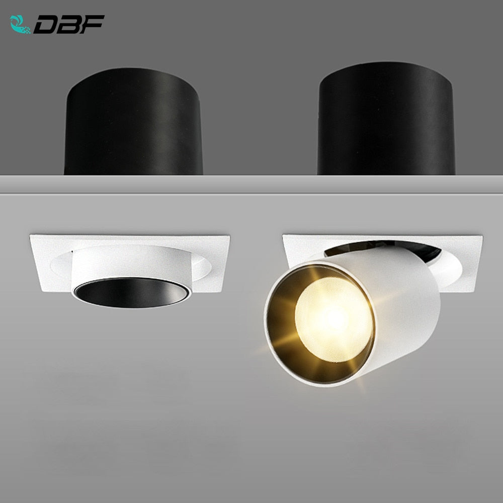 DBF Square Angle Adjust Stretchable LED COB Recessed Downlight 7W 10W 12W LED Ceiling Spot Light Kitchen Living room Indoor