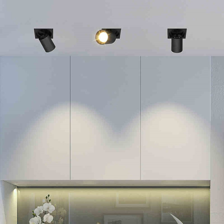 DBF Square Angle Adjust Stretchable LED COB Recessed Downlight 7W 10W 12W LED Ceiling Spot Light Kitchen Living room Indoor