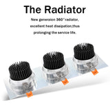 DBF High CRI 3 Heads Square LED Recessed Downlight Dimmable 15W 21W 30W 36W Ceiling Spot Light 3000K/4000K/6000K Home Decoration