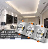 DBF High CRI 3 Heads Square LED Recessed Downlight Dimmable 15W 21W 30W 36W Ceiling Spot Light 3000K/4000K/6000K Home Decoration