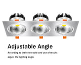 DBF High CRI 3 Heads Square LED Recessed Downlight Dimmable 15W 21W 30W 36W Ceiling Spot Light 3000K/4000K/6000K Home Decoration