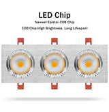 DBF High CRI 3 Heads Square LED Recessed Downlight Dimmable 15W 21W 30W 36W Ceiling Spot Light 3000K/4000K/6000K Home Decoration