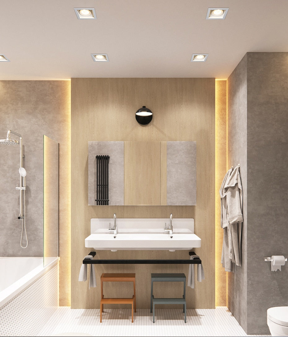 DBF High CRI 3 Heads Square LED Recessed Downlight Dimmable 15W 21W 30W 36W Ceiling Spot Light 3000K/4000K/6000K Home Decoration