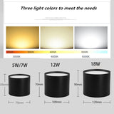 Surface Mounted dimmable  LED downlight 5W 7W 12W 18W LED ceiling spotlight AC85~265V LED surface light indoor lighting