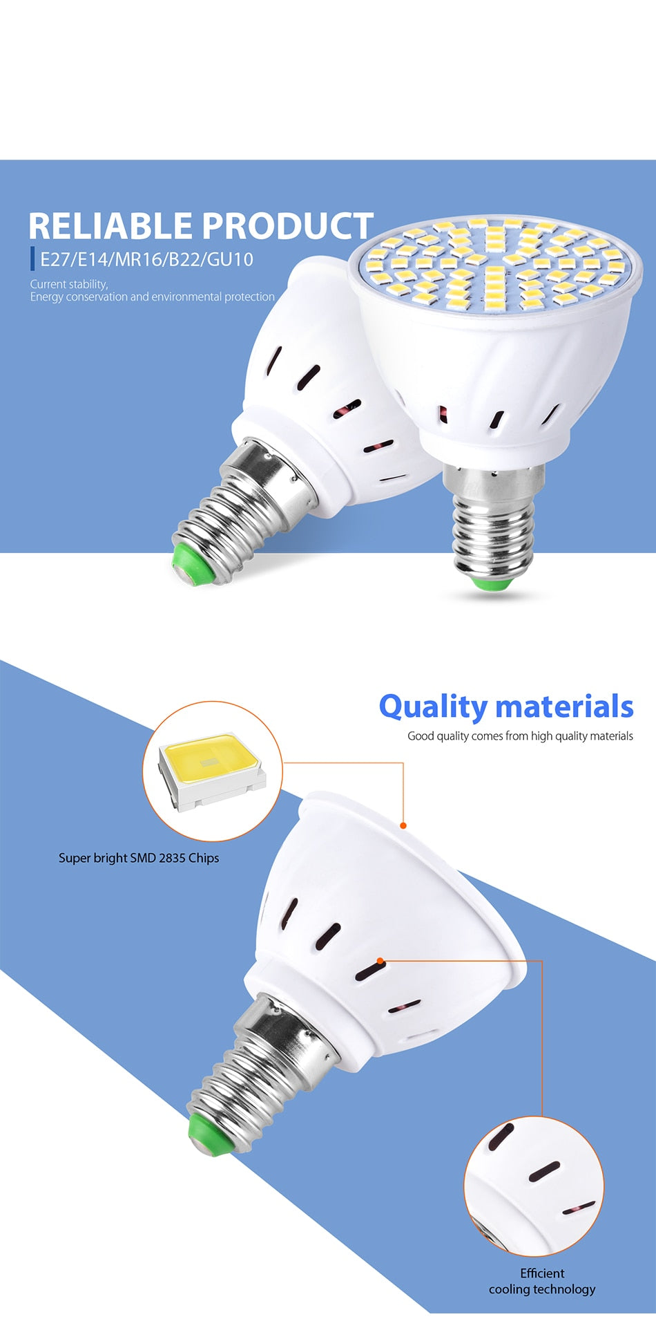 6PCS E27 Led Bulb GU10 Led Lamp E14 Corn Bulb 220V Spot Light MR16 Lampasa Led For Ampoule GU5.3 Home Spotlight B22 4W 6W 8W