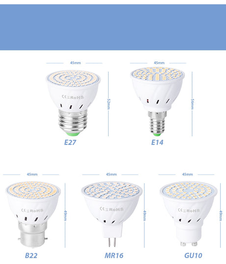6PCS E27 Led Bulb GU10 Led Lamp E14 Corn Bulb 220V Spot Light MR16 Lampasa Led For Ampoule GU5.3 Home Spotlight B22 4W 6W 8W