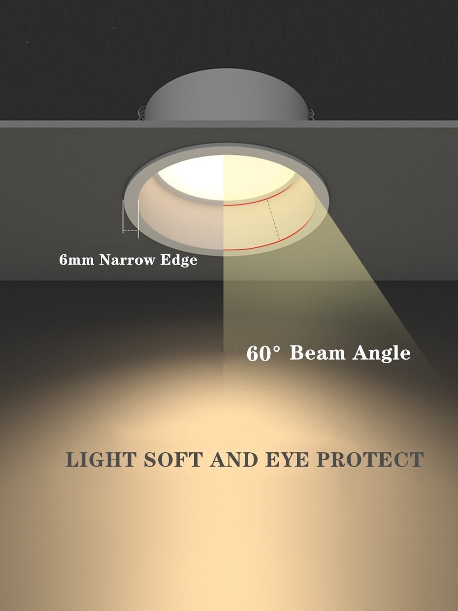 Led Downlights 220v 110v Dimmable Anti Glare Led Ceiling Lamp 7W 12W 18W Recessed led lamp Round Led Light LED Spot Lighting