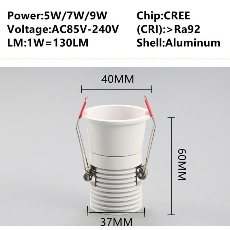 Dimmable LED Downlight ac110-240V Anti glare COB 5W 7W 9W Recessed Led ceiling lamp MINI Spotlights Bulbs Indoor Lighting