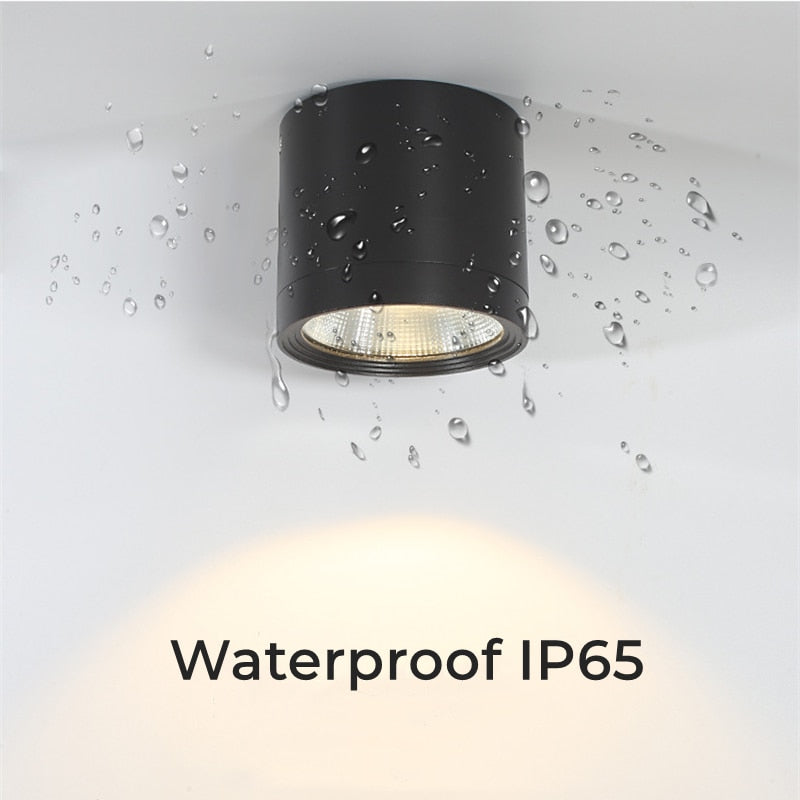 Waterproof IP65 LED Ceiling Downlights Surface Mounted Outdoor Bathroom 7W 12W 18W Toilet Kitchen Cylinder Spot Lighting Fixture