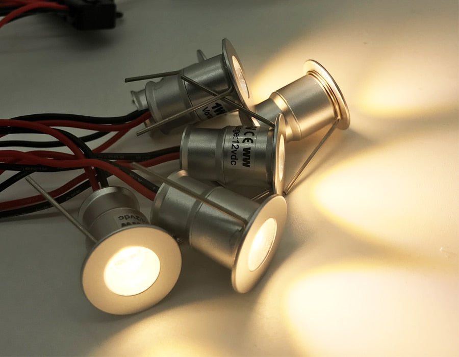 IP65 1W Mini LED Downlight DC 12V Kitchen Home Hotel Lighting D15mm Cut Recessed Ceiling Lamp for Wine Bedroom Cabinet Light