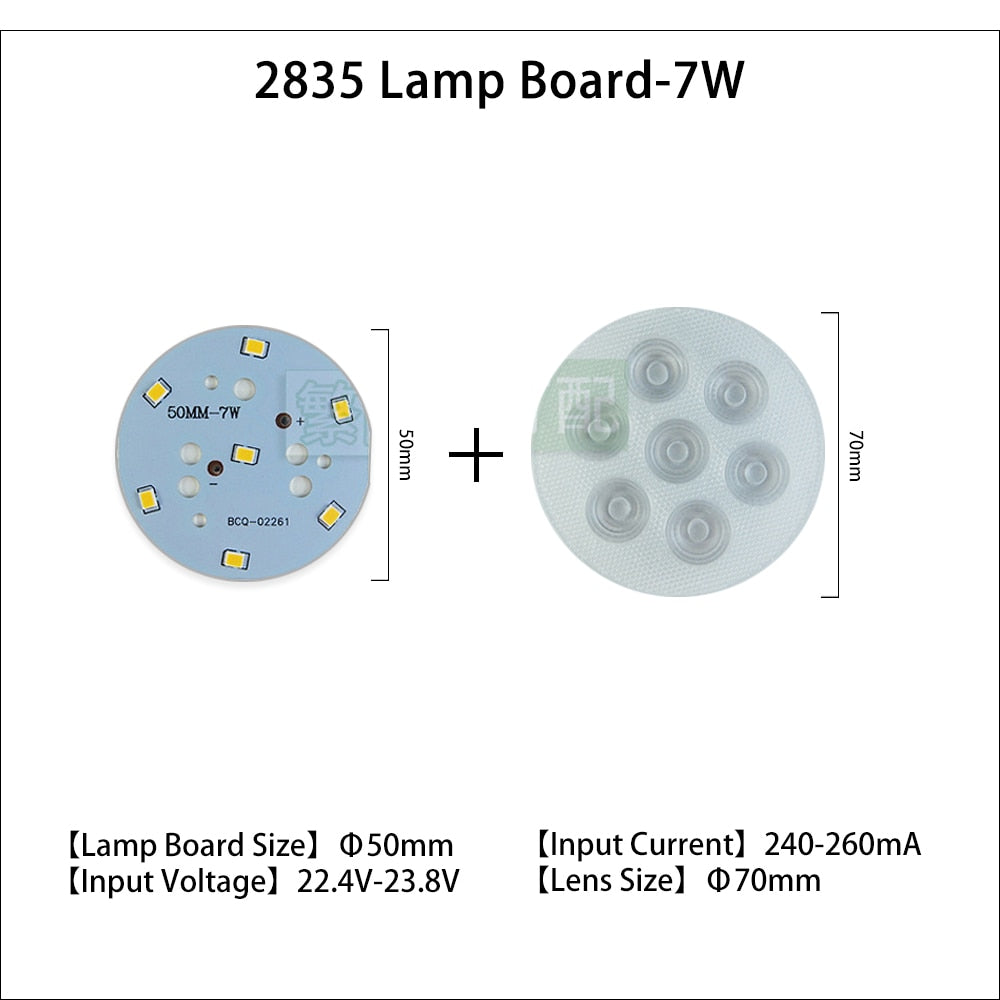 LED Chip 240-260mA 5pcs/lot Rail Light Source 3w 5w 7w 9w 12w 18w Lamp Board 2835 Lens Warm White For Downlight Ceiling Light