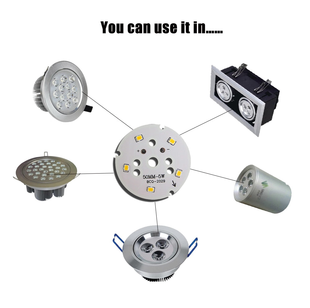 LED Chip 240-260mA 5pcs/lot Rail Light Source 3w 5w 7w 9w 12w 18w Lamp Board 2835 Lens Warm White For Downlight Ceiling Light