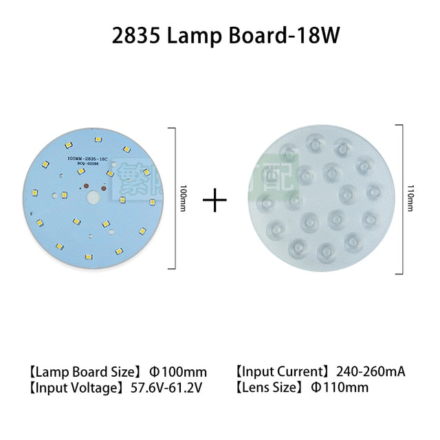 LED Chip 240-260mA 5pcs/lot Rail Light Source 3w 5w 7w 9w 12w 18w Lamp Board 2835 Lens Warm White For Downlight Ceiling Light