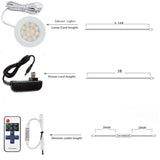 LED Under Cabinet Light Remote Control 8/6/4/3pcs Dimmable Puck Night Lamp Kit for Counter Cupboard Wardrobe Shelf Downlight