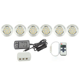 LED Under Cabinet Light Remote Control 8/6/4/3pcs Dimmable Puck Night Lamp Kit for Counter Cupboard Wardrobe Shelf Downlight