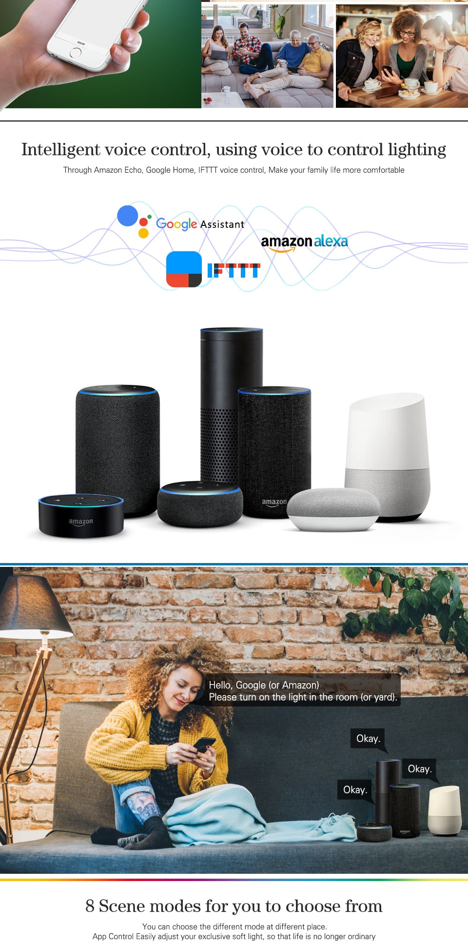 LED Smart Downlight Chandelier RGB+WW+CW Smart Life Tuya APP WiFi Voice Control Indoor Light 9W 110V-220V