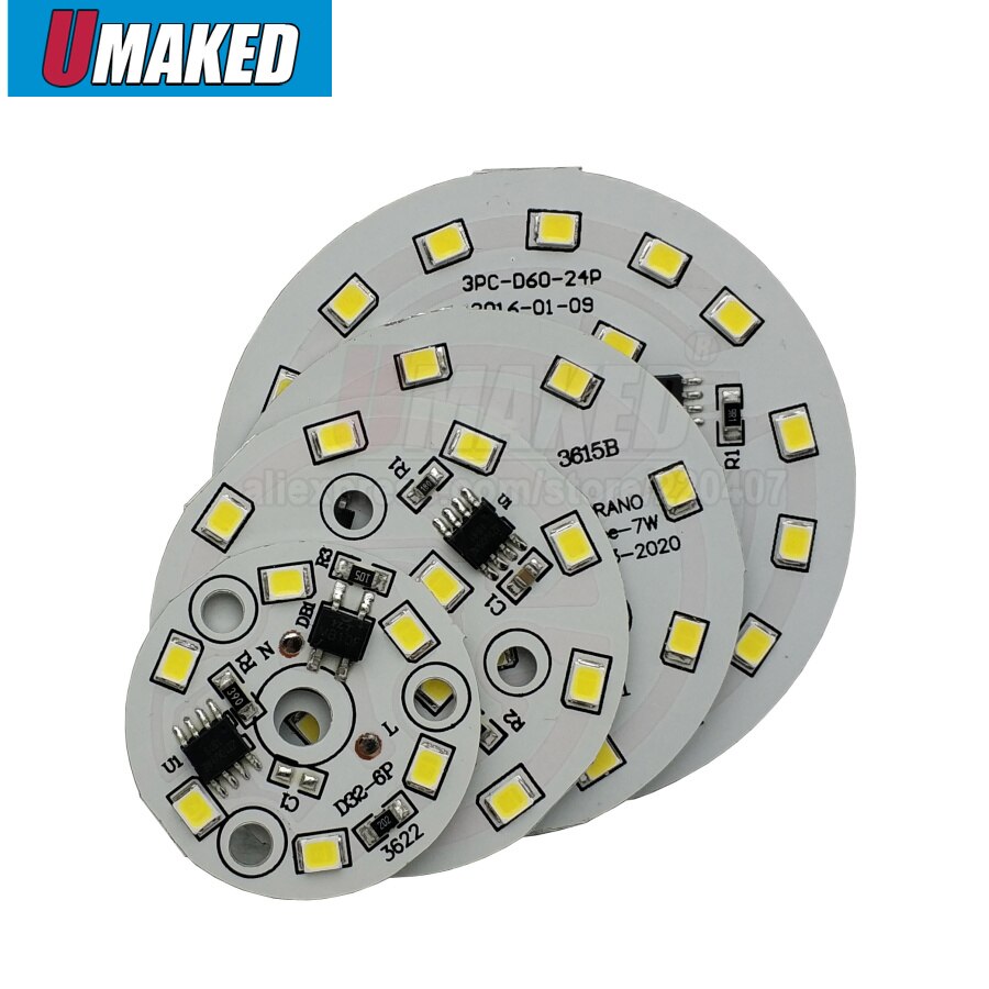 Downlight led pcb smd2835 5W 44mm AC 220V integrated IC driver, 18w 15w 12w 9w 7w 5w 3w for down light Diy