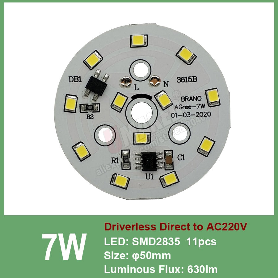 Downlight led pcb smd2835 5W 44mm AC 220V integrated IC driver, 18w 15w 12w 9w 7w 5w 3w for down light Diy