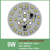 Downlight led pcb smd2835 5W 44mm AC 220V integrated IC driver, 18w 15w 12w 9w 7w 5w 3w for down light Diy