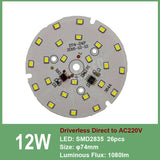 Downlight led pcb smd2835 5W 44mm AC 220V integrated IC driver, 18w 15w 12w 9w 7w 5w 3w for down light Diy