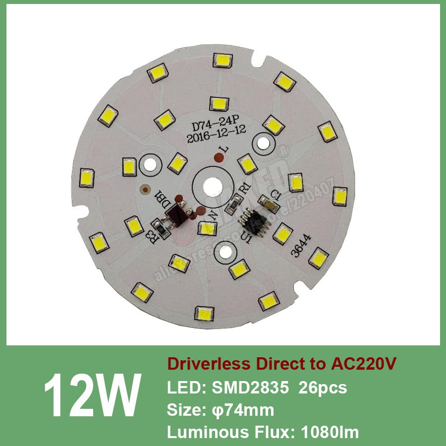 Downlight led pcb smd2835 5W 44mm AC 220V integrated IC driver, 18w 15w 12w 9w 7w 5w 3w for down light Diy