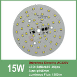 Downlight led pcb smd2835 5W 44mm AC 220V integrated IC driver, 18w 15w 12w 9w 7w 5w 3w for down light Diy