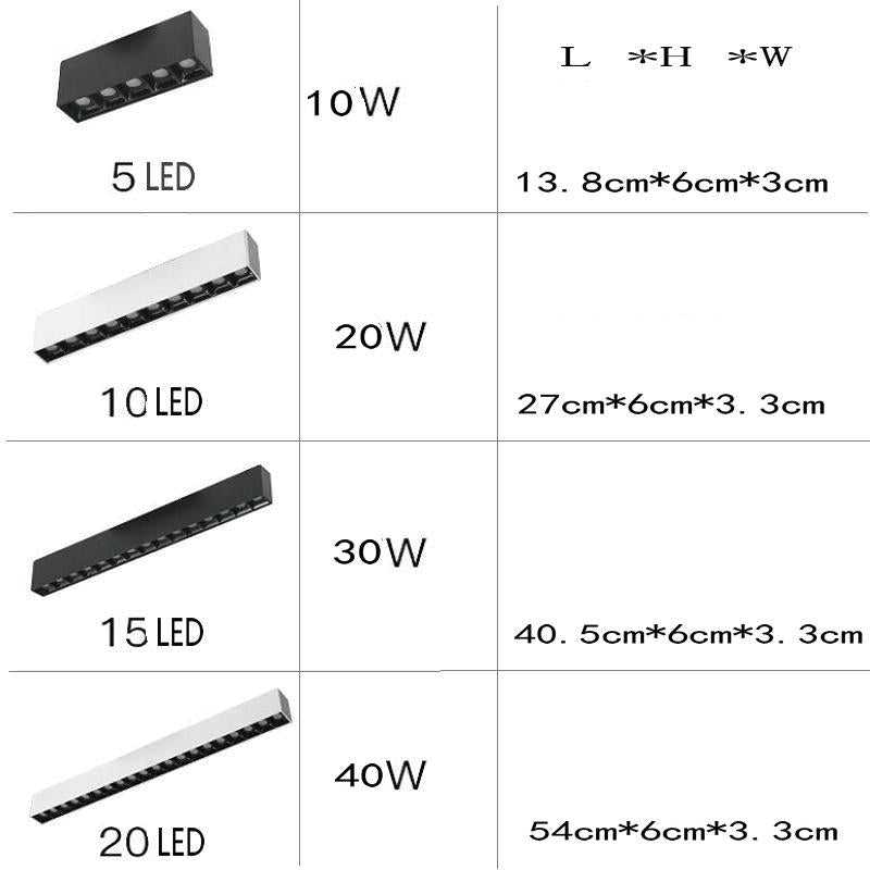 Frameless surface mounted Downlight AC110V-240V LED Linear Bar Lamp Aluminum Ceiling Light Long Strip Corridor Bedroom Decor