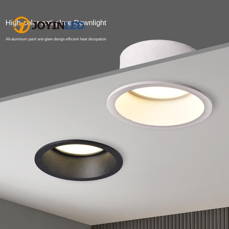 Downlight Hole Embedded Household Hotel Aisle Shop Commercial Narrow Edge Anti Glare Led Three Color Ceiling Downlight