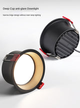 Downlight Hole Embedded Household Hotel Aisle Shop Commercial Narrow Edge Anti Glare Led Three Color Ceiling Downlight