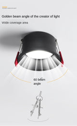 Downlight Hole Embedded Household Hotel Aisle Shop Commercial Narrow Edge Anti Glare Led Three Color Ceiling Downlight