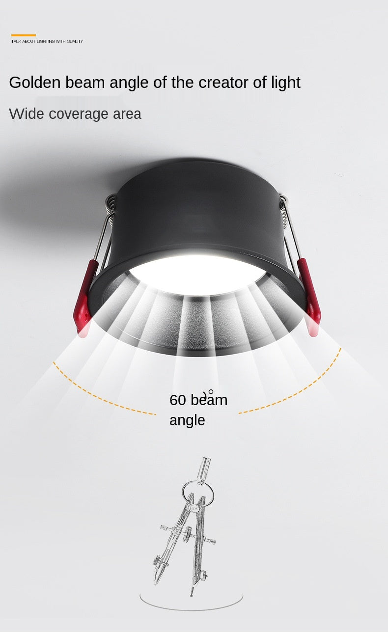 Downlight Hole Embedded Household Hotel Aisle Shop Commercial Narrow Edge Anti Glare Led Three Color Ceiling Downlight