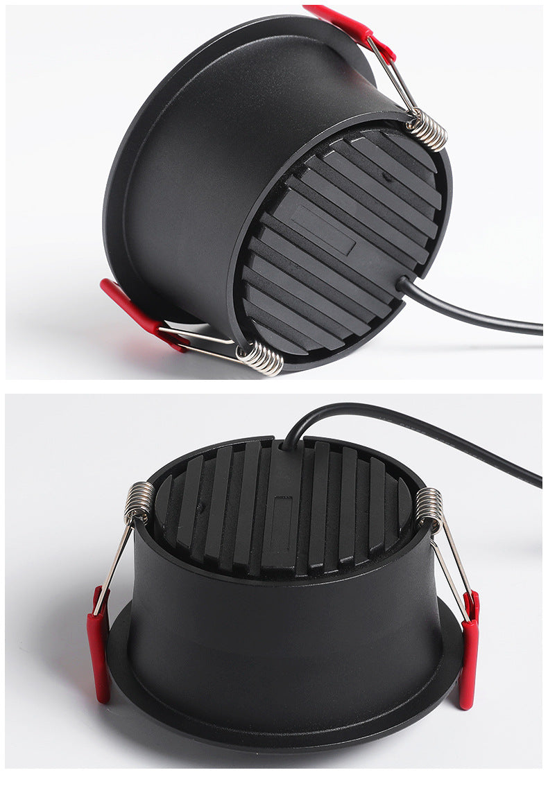 Downlight Hole Embedded Household Hotel Aisle Shop Commercial Narrow Edge Anti Glare Led Three Color Ceiling Downlight