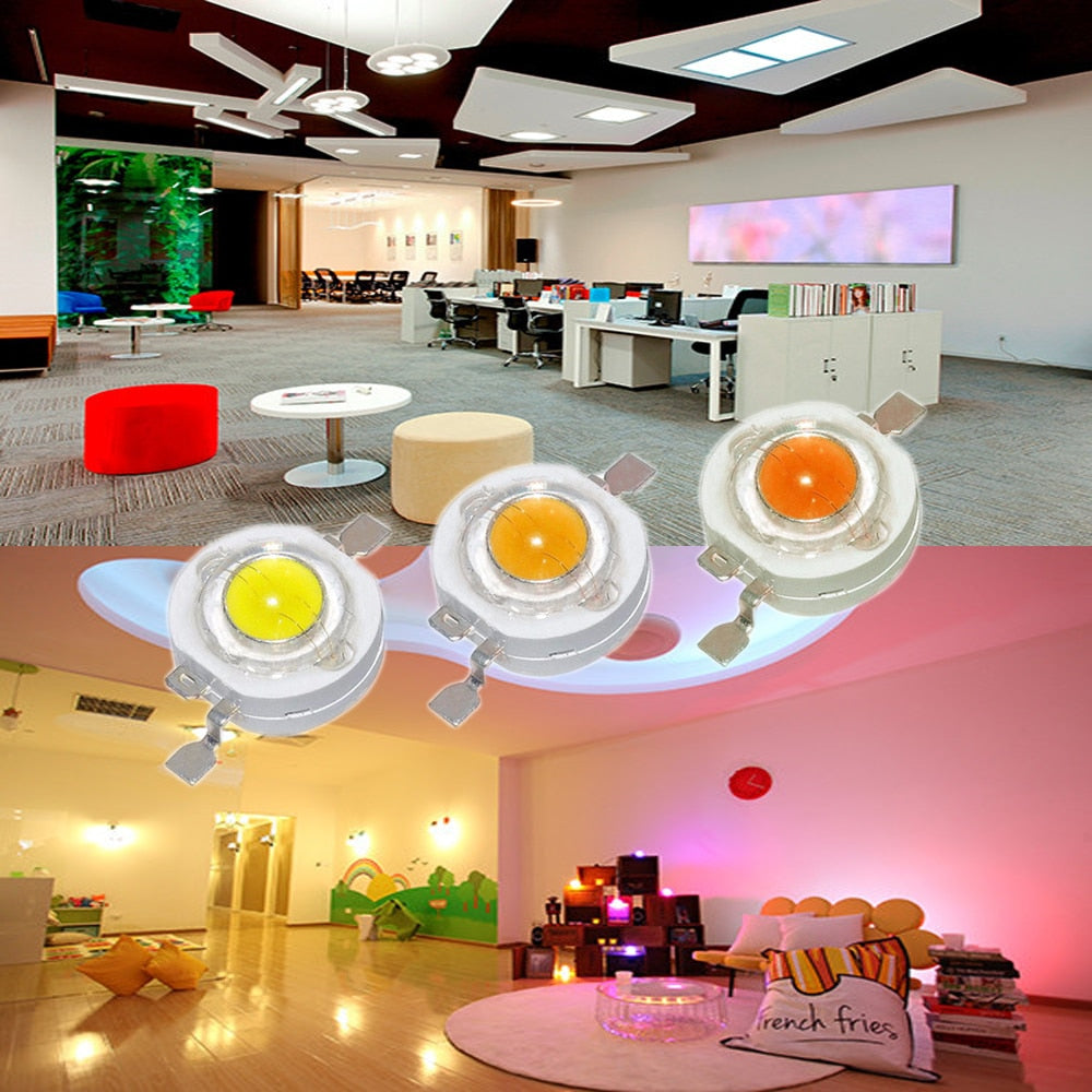 High Power LED Light-Emitting Diode LEDs Chip SMD 50pcs 1W 3W Warm White Red Green Blue Yellow For SpotLight Downlight Lamp Bulb