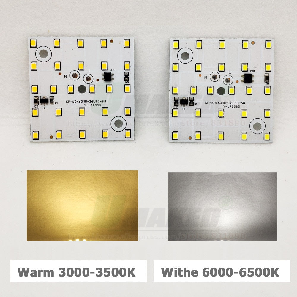 LED PCB 3W 6W 12W 5pcs/lot AC220V LED Downlight Module Aluminum plate White/Warm SMD2835 Smart IC Driver For Spotlight Lamps DIY