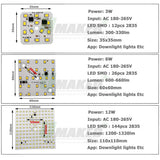 LED PCB 3W 6W 12W 5pcs/lot AC220V LED Downlight Module Aluminum plate White/Warm SMD2835 Smart IC Driver For Spotlight Lamps DIY