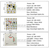 LED PCB 3W 6W 12W 5pcs/lot AC220V LED Downlight Module Aluminum plate White/Warm SMD2835 Smart IC Driver For Spotlight Lamps DIY
