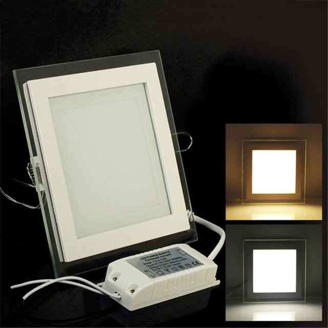 Dimmable LED Panel Downlight Square Glass Cover Lights High Bright Ceiling 6W 9W 12W 18W Recessed Lamps AC85-265 + Driver