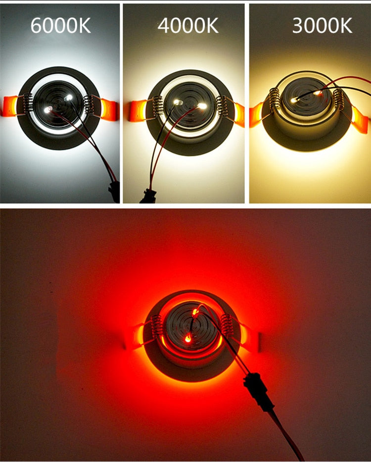 LED Ceiling Downlight RGB 3W Dimmable DC12V Recessed LED Spot Light Cabinet Showcase Lamp 220V Led Bulb With Remote Control