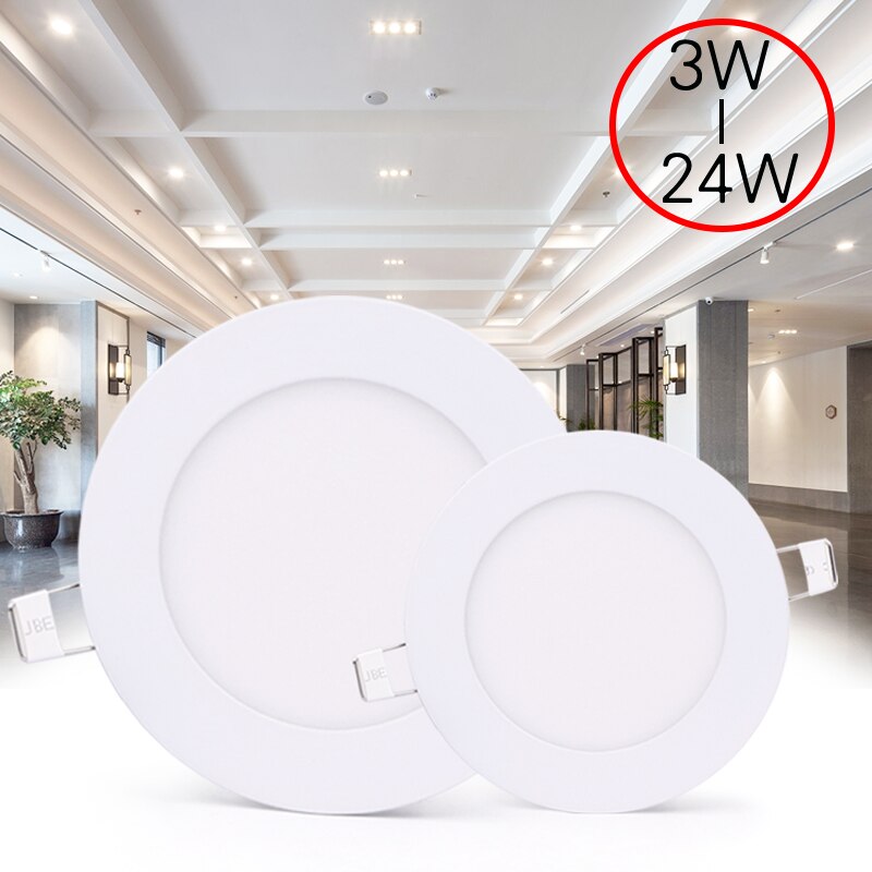 LED Panel Light Circular Downlight Recessed Bathroom 3W 4W 6W 9W 15W 18W 24W Ceiling Lamp AC85-265V Warm/Cold White
