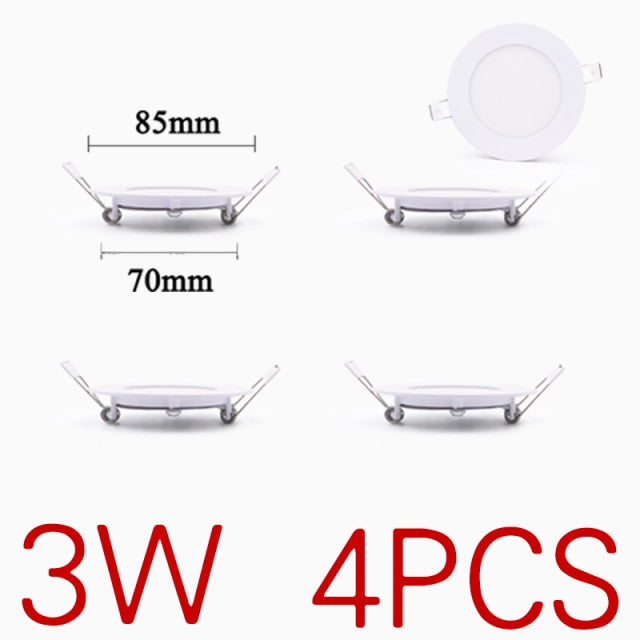 LED Panel Light Circular Downlight Recessed Bathroom 3W 4W 6W 9W 15W 18W 24W Ceiling Lamp AC85-265V Warm/Cold White