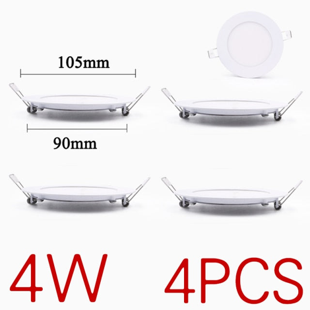LED Panel Light Circular Downlight Recessed Bathroom 3W 4W 6W 9W 15W 18W 24W Ceiling Lamp AC85-265V Warm/Cold White