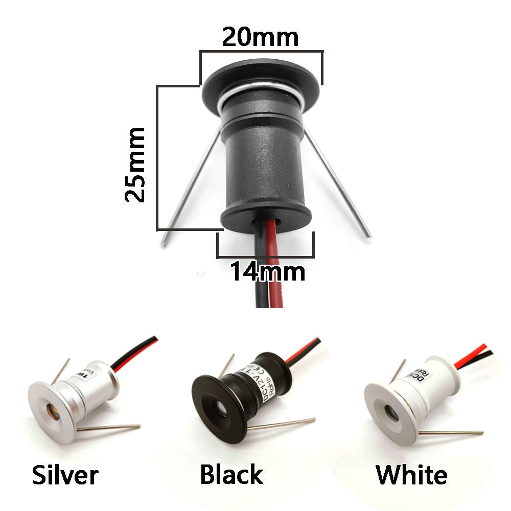 Mini Spot Led 12V Spotlight 1W IP65 Dimmable Recessed Ceiling Spotlight Spot Led Plafond Downlight Cabinet Showcase Lights 9PCS